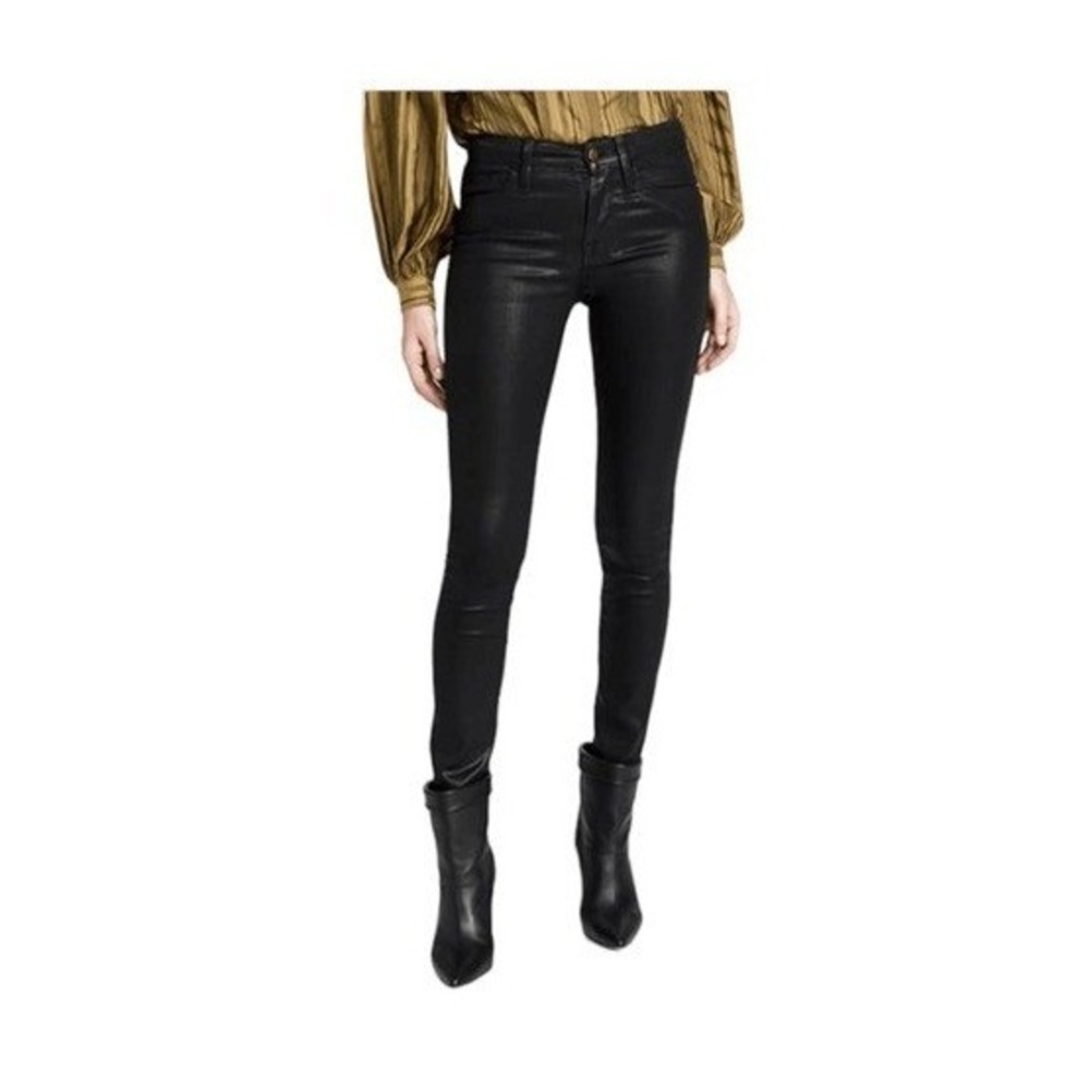 Frame Le Skinny‎ High Rise Black Noir Coated Denim Jeans 27